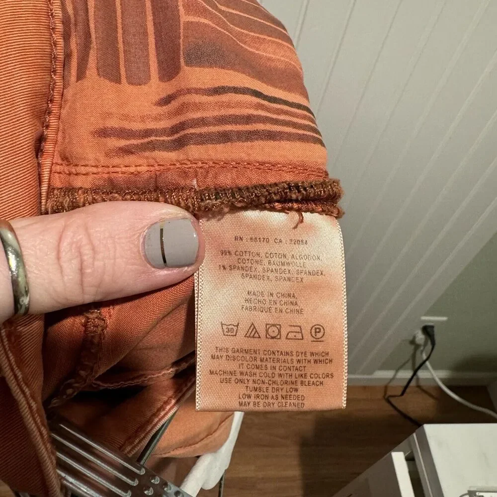 Anthropologie Slim Chino Pants Orange Size 32 - Picture 7 of 7
